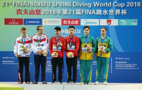 跳水世界杯第五日  中國組合陳艾森/楊昊以絕對優勢奪冠(圖1)
